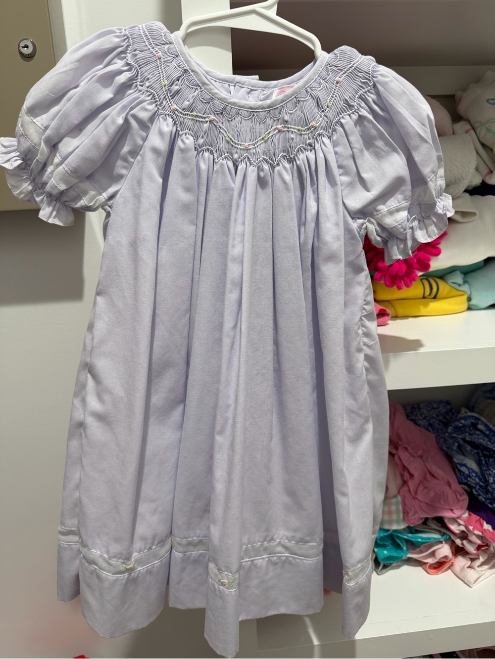 Petit Ami Light Lavender Smocked Puff Sleeve Dress